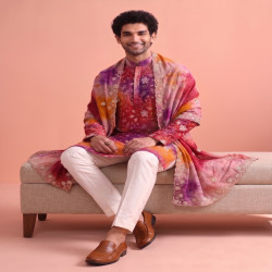 Men’s Embroidered Kurta Pajama with Dupatta